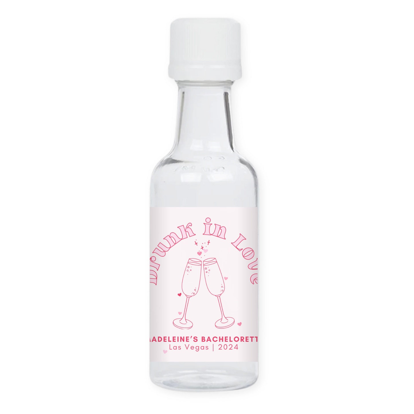 Drunk in Love Bachelorette Party Mini Liquor Label - Champagne Glasses