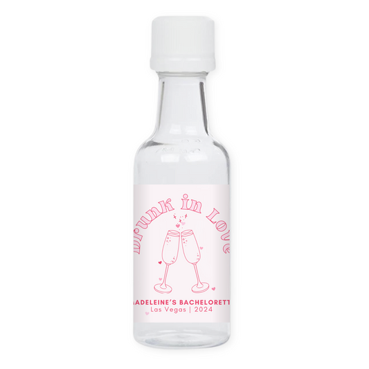 Drunk in Love Bachelorette Party Mini Liquor Label - Champagne Glasses
