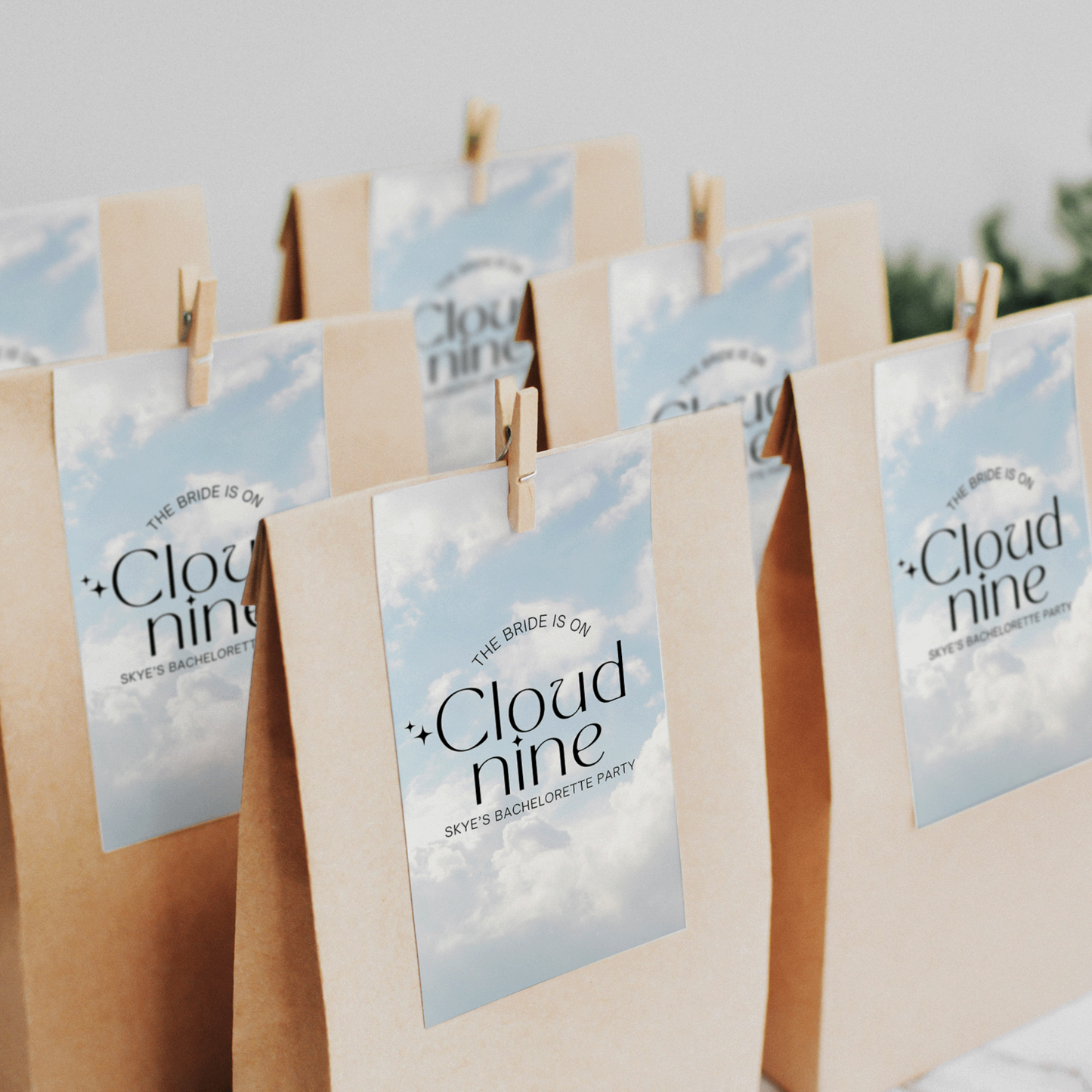 Bride On Cloud 9 Bachelorette Party Gift Tag