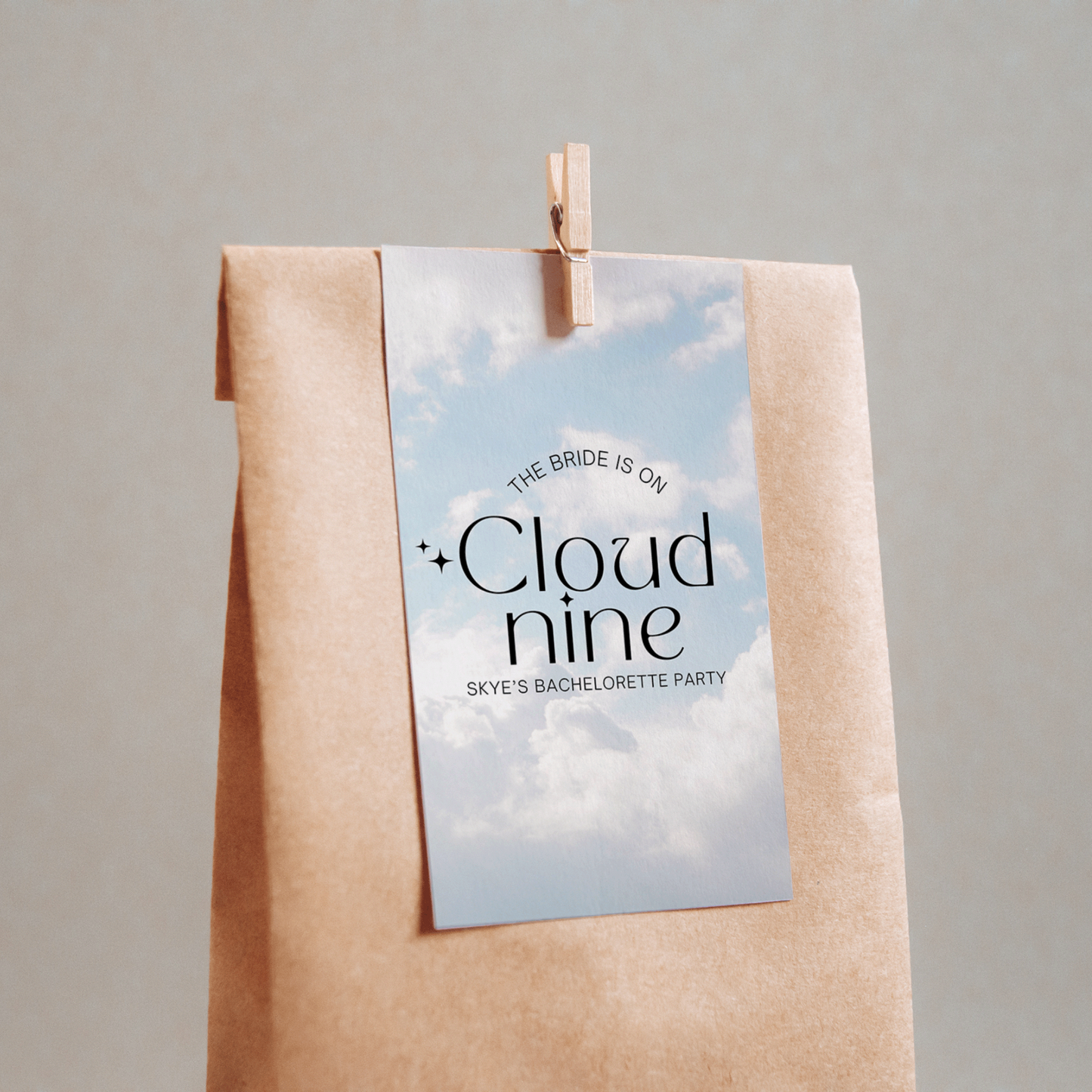 Bride On Cloud 9 Bachelorette Party Gift Tag