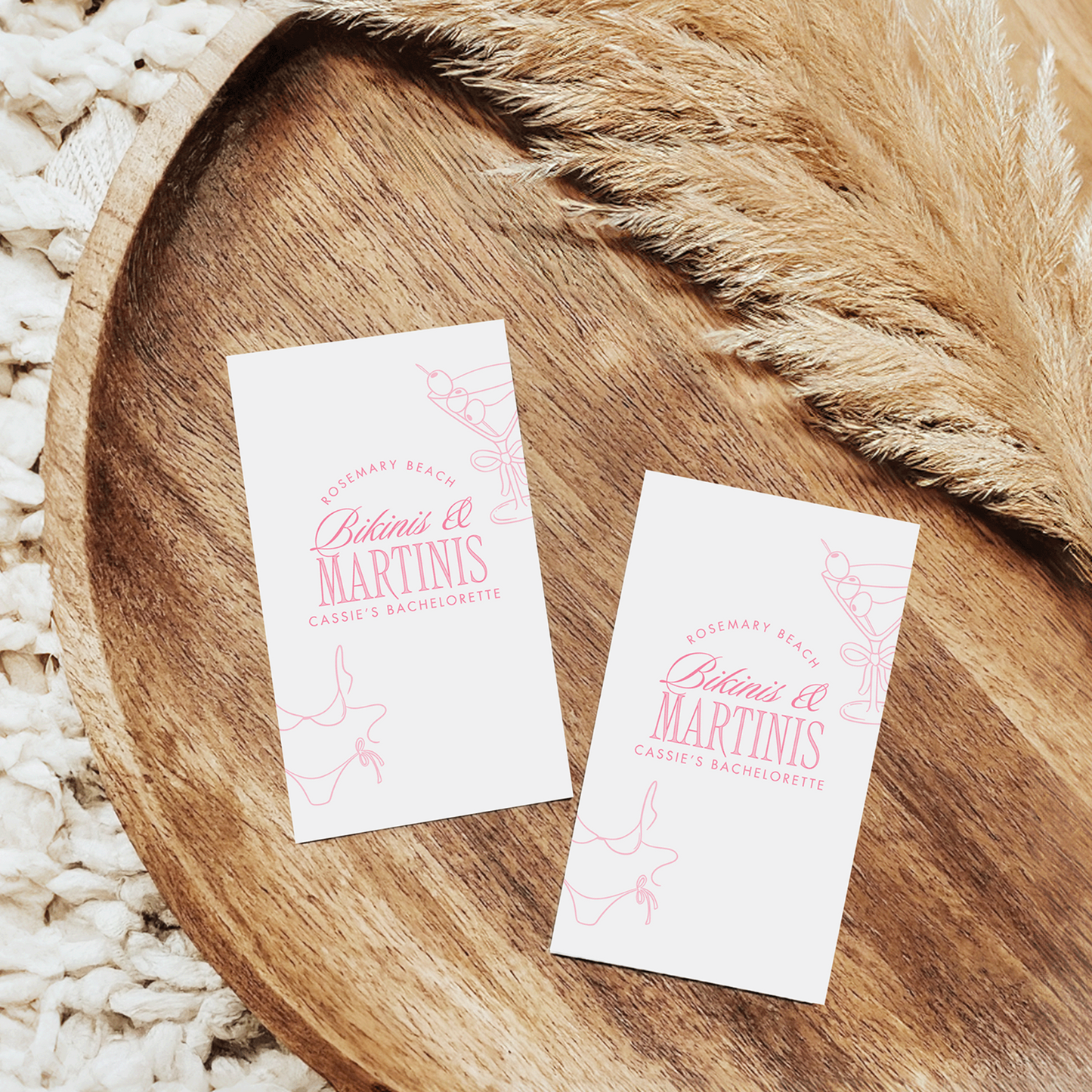 Bikinis and Martinis Bachelorette Party Gift Tag - Pink