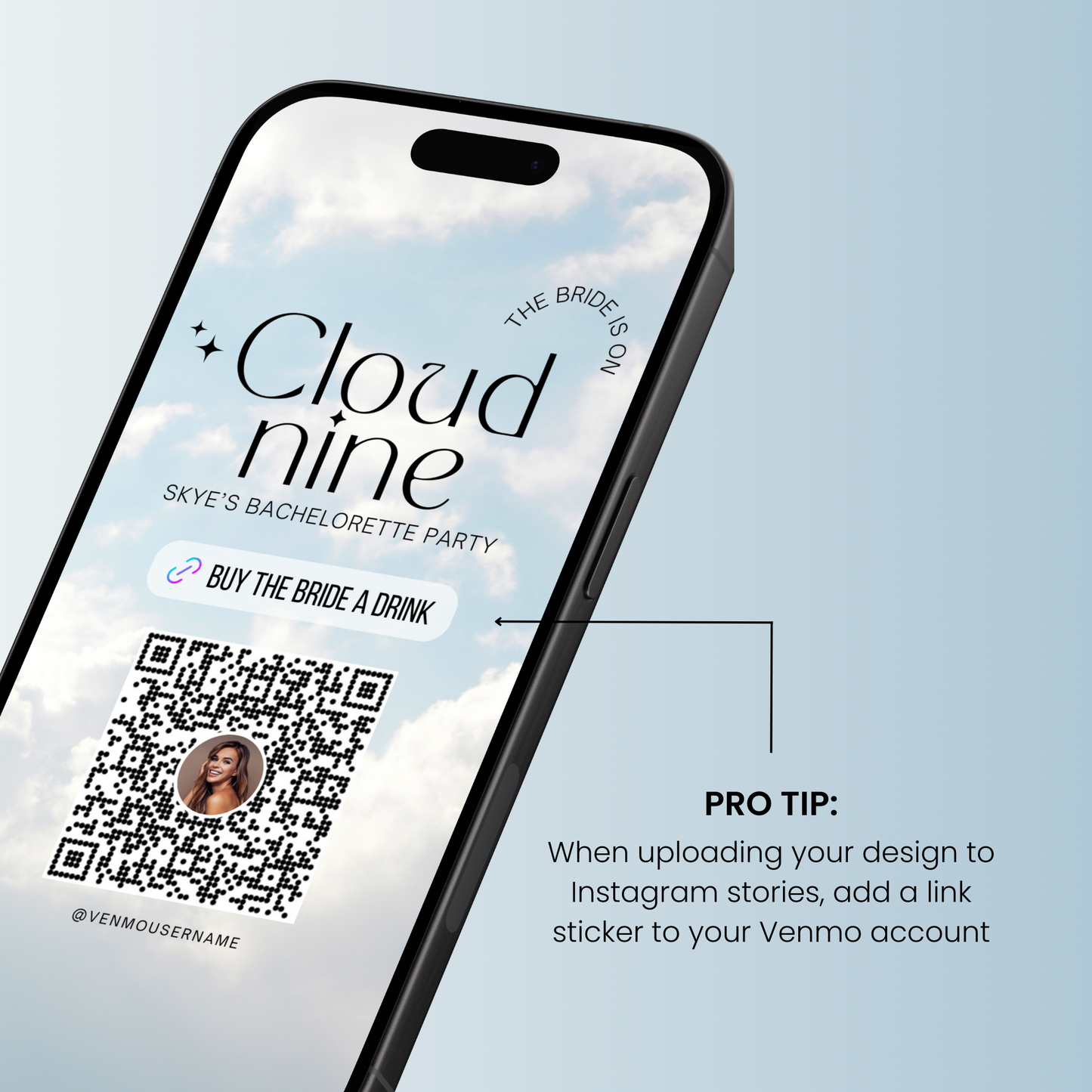 Bride on Cloud 9 Buy the Bride a Drink Template (Digital Download)