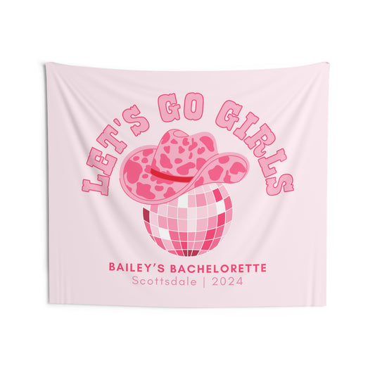 Disco Cowirl Bachelorette Party Banner - Let's Go Girls