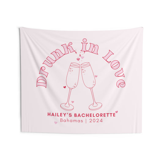 Drunk in Love Bachelorette Party Banner - Champagne Glasses