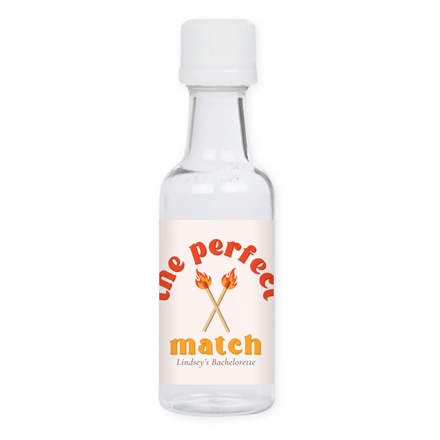 Perfect Match Bachelorette Party Mini Liquor Label - Red and Orange