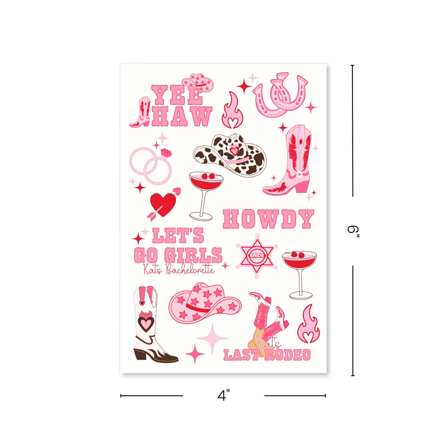 Last Rodeo Bachelorette Temporary Tattoo Sheets