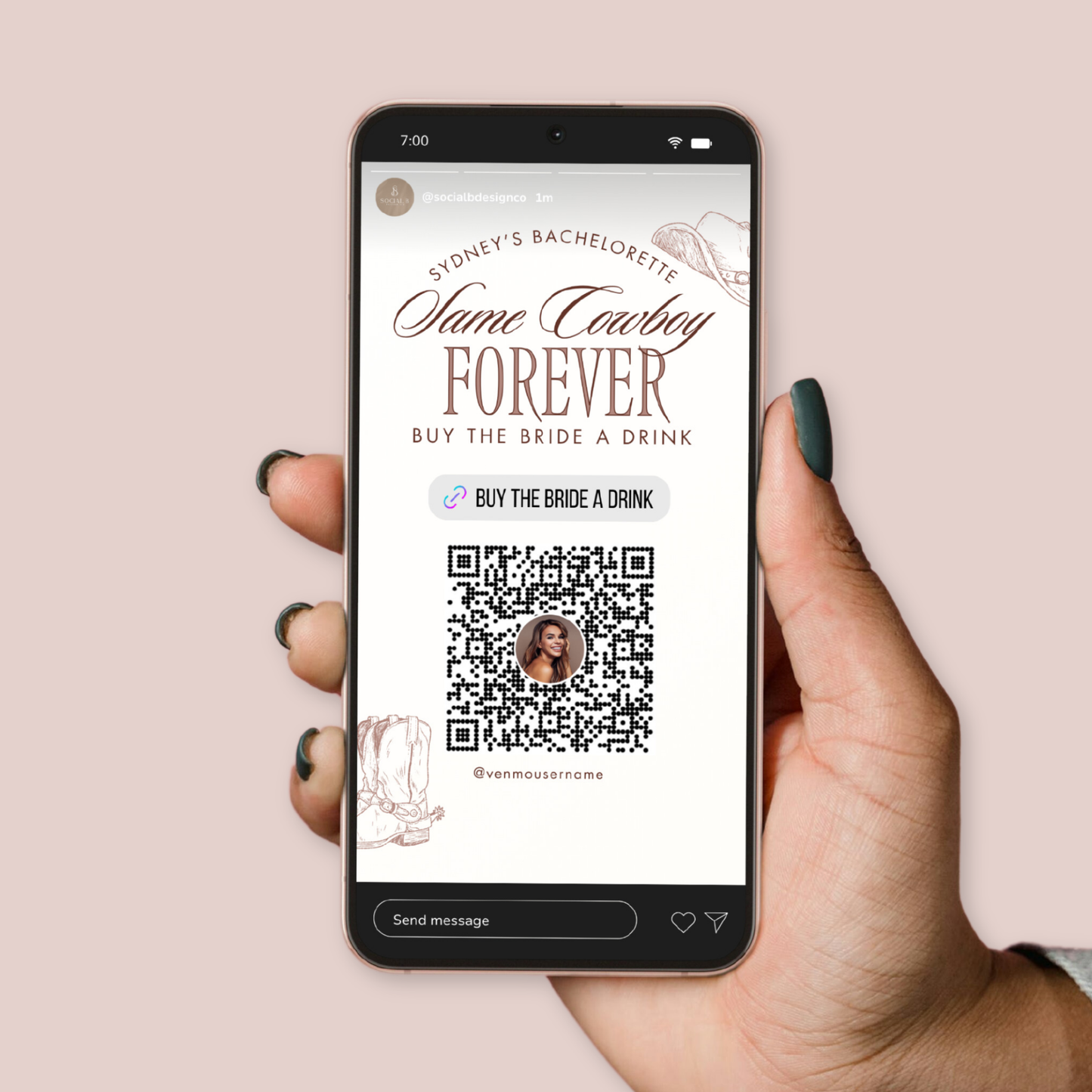 Same Cowboy Forever Buy the Bride a Drink Template (Digital Download)