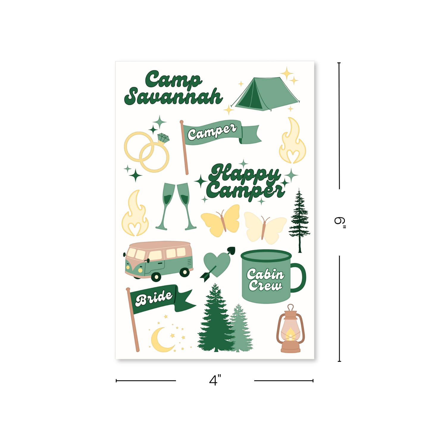 Camp Bachelorette Temporary Tattoo Sheets