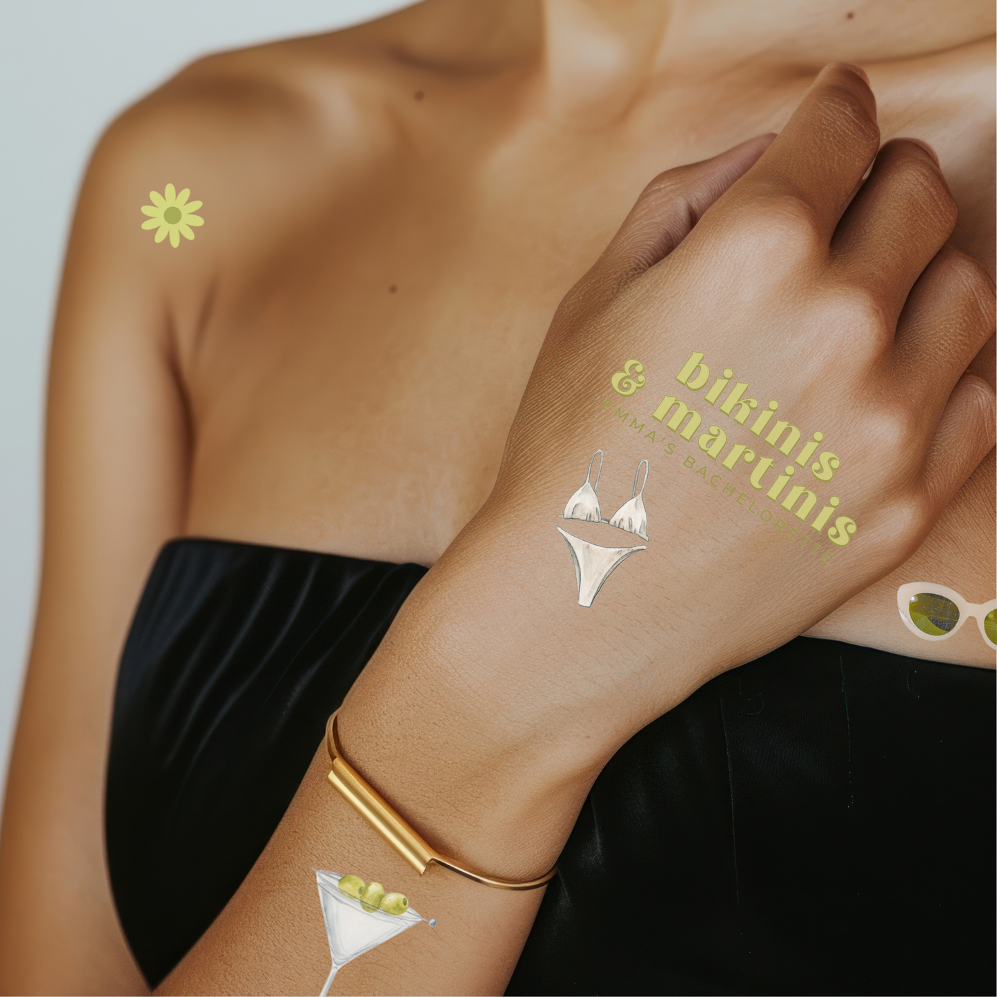 Bikinis & Martinis Bachelorette Temporary Tattoo Sheets