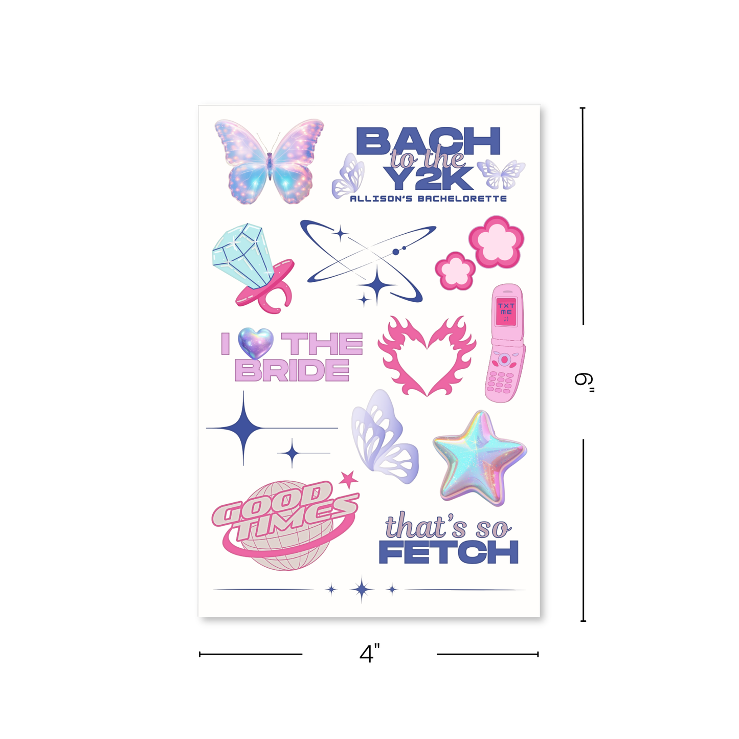 Bach to the Y2K Bachelorette Temporary Tattoo Sheets