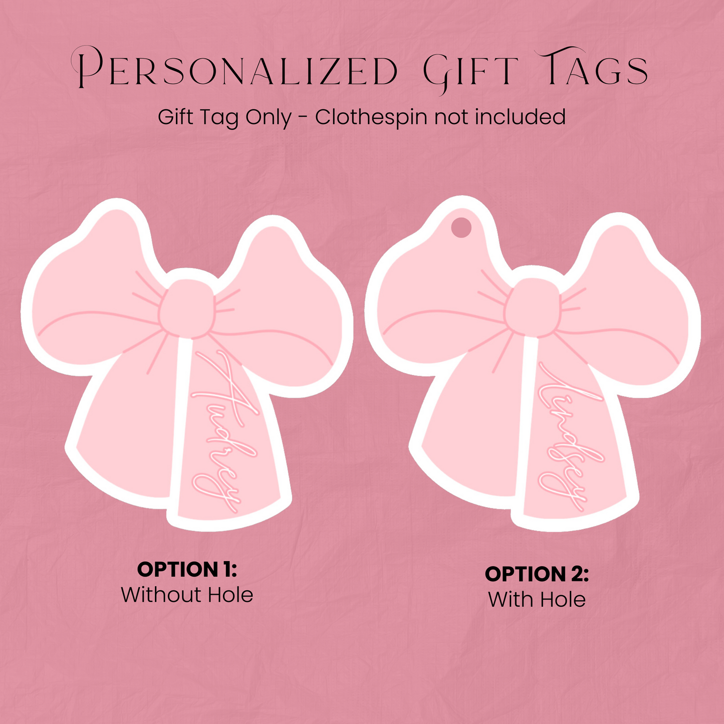 Pink Bow Party Gift Tag