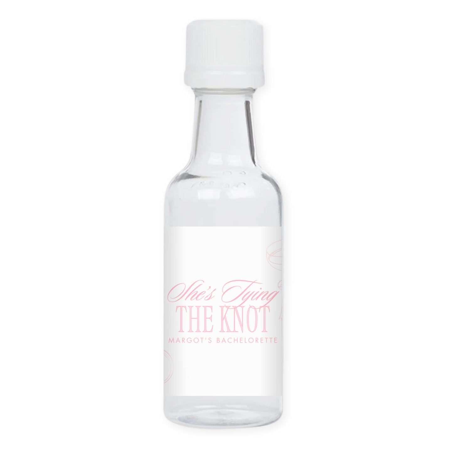 Tying the Knot Bachelorette Party Mini Liquor Label - White & Pink