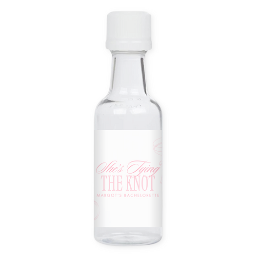 Tying the Knot Bachelorette Party Mini Liquor Label - White & Pink