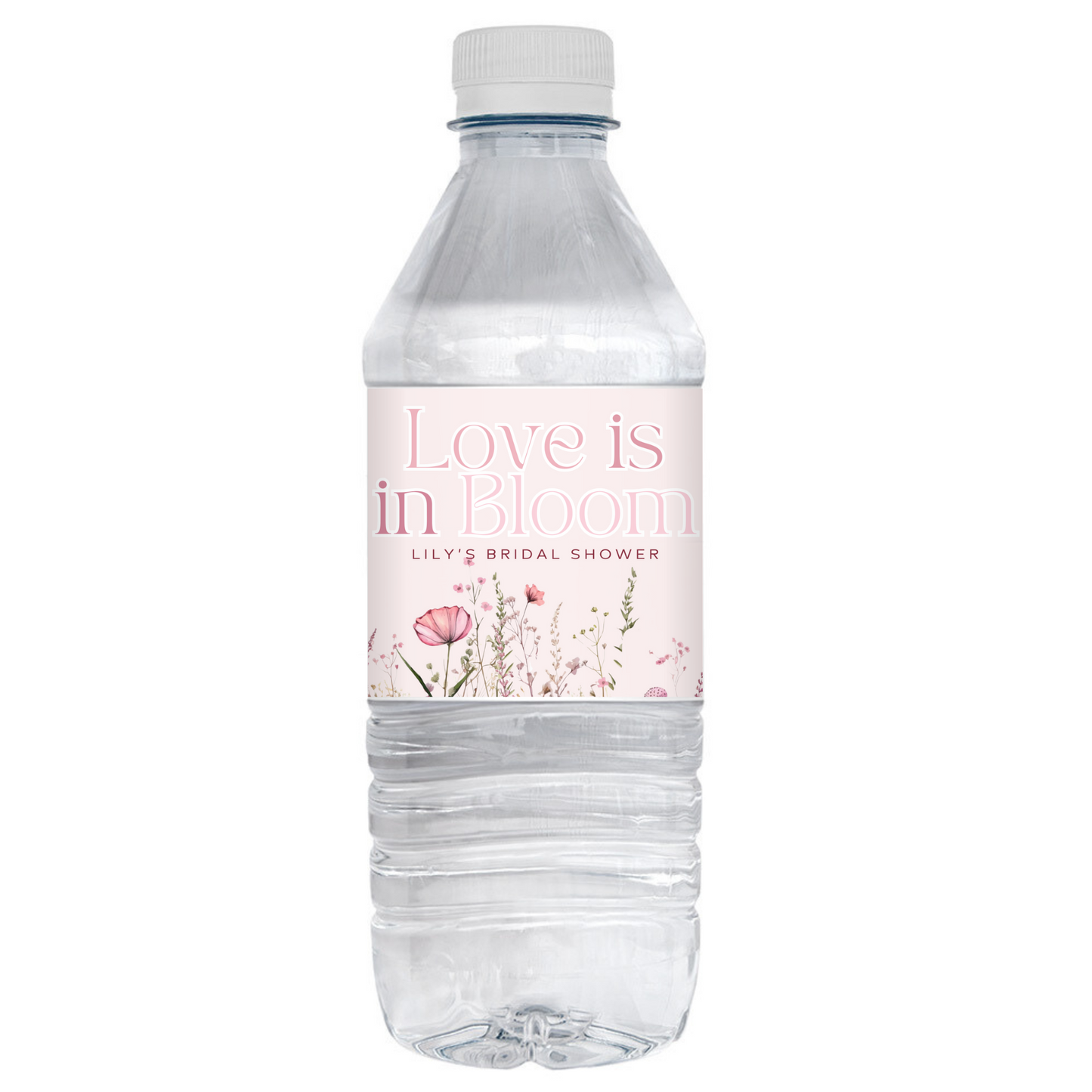 Love is in Bloom Bridal Shower Water Bottle Label