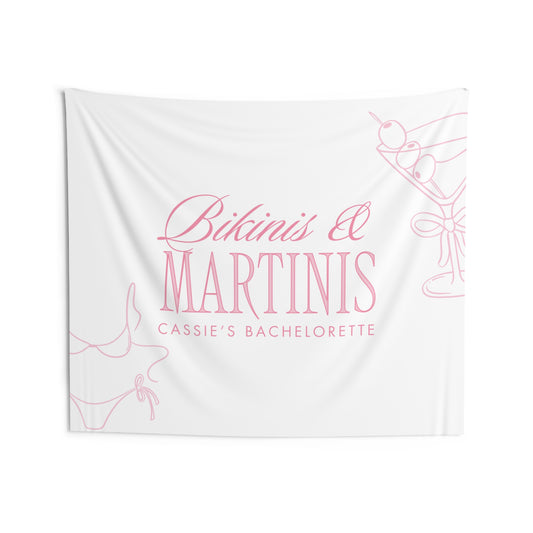 Bikinis & Martinis Bachelorette Party Banner - Pink