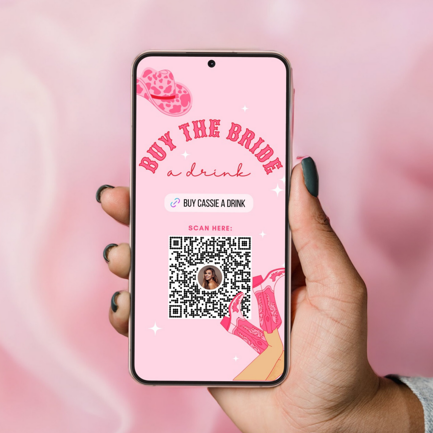 Buy the Bride a Drink Venmo Template for Bachelorette Party - Pink Cowgirl Bachelorette Party
