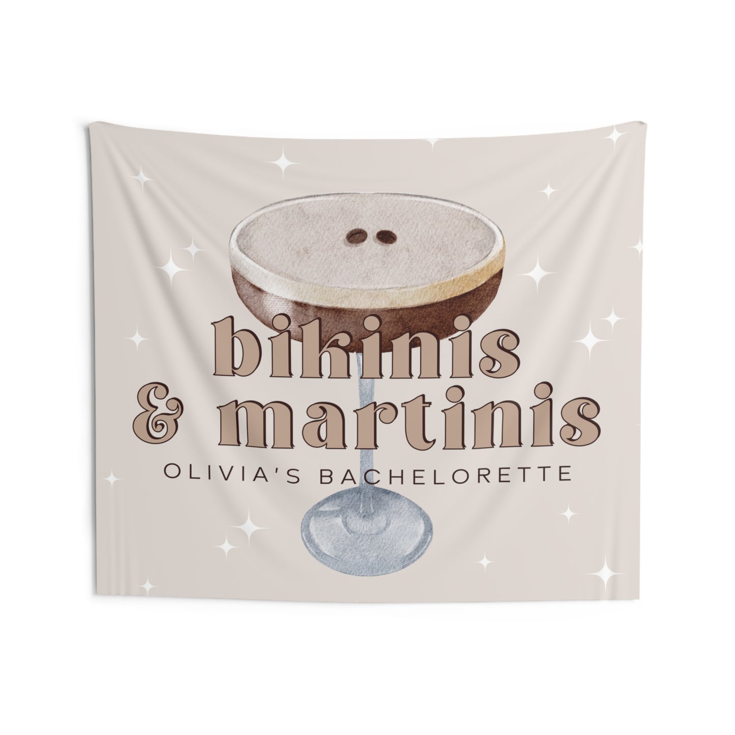 Bikinis & Martinis Bachelorette Party Banner - Espresso Martini