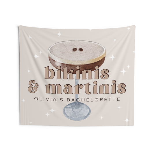 Bikinis & Martinis Bachelorette Party Banner - Espresso Martini
