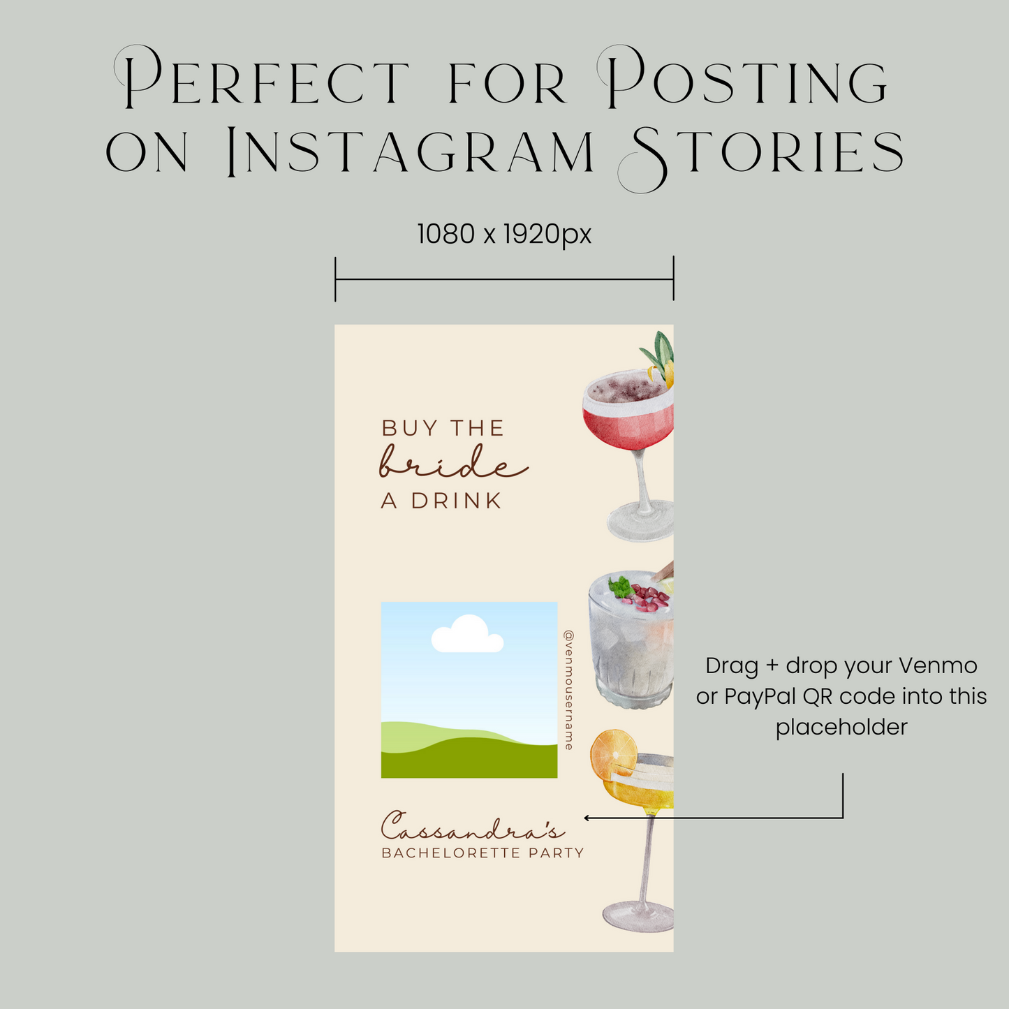 Cocktail Buy the Bride a Drink Template (Digital Download)