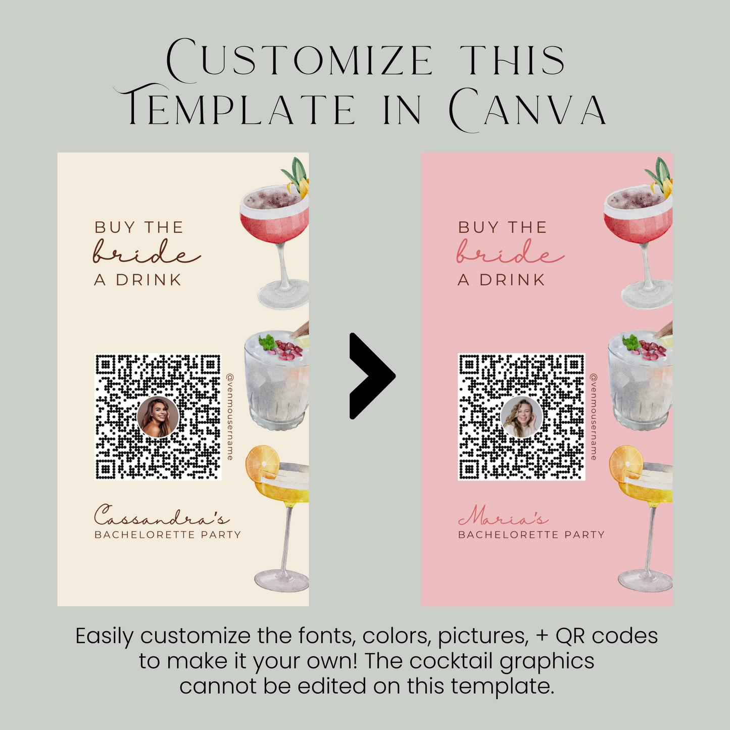 Cocktail Buy the Bride a Drink Template (Digital Download)