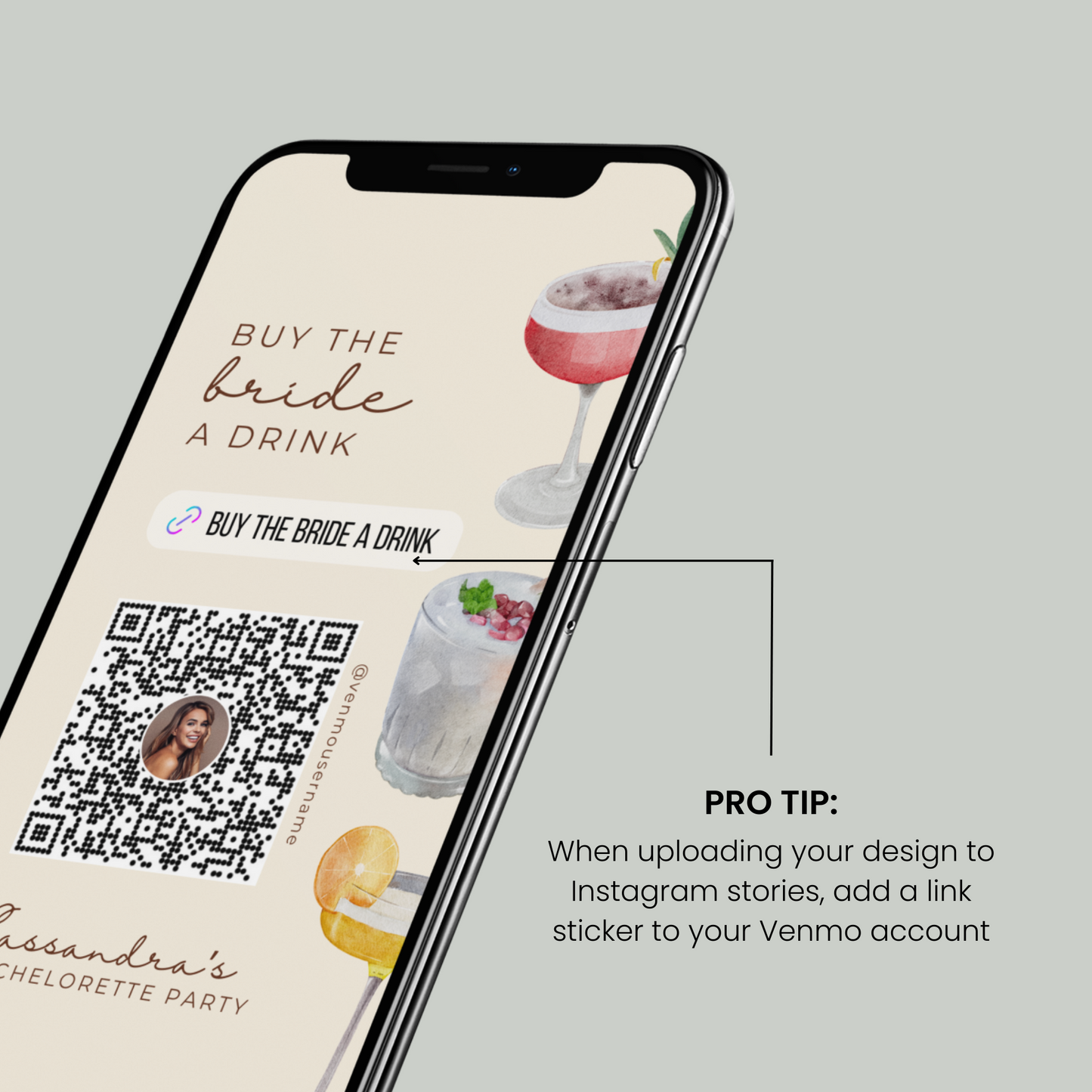 Cocktail Buy the Bride a Drink Template (Digital Download)