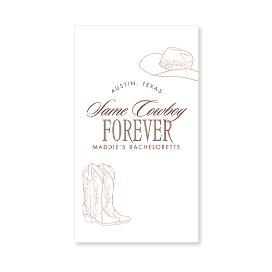 Same Cowboy Forever Bachelorette Party Gift Tag