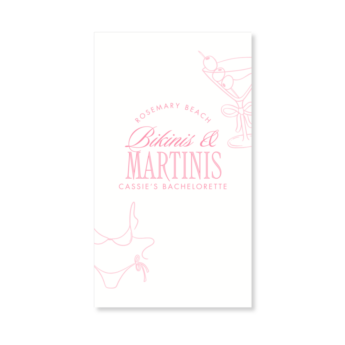 Bikinis and Martinis Bachelorette Party Gift Tag - Pink