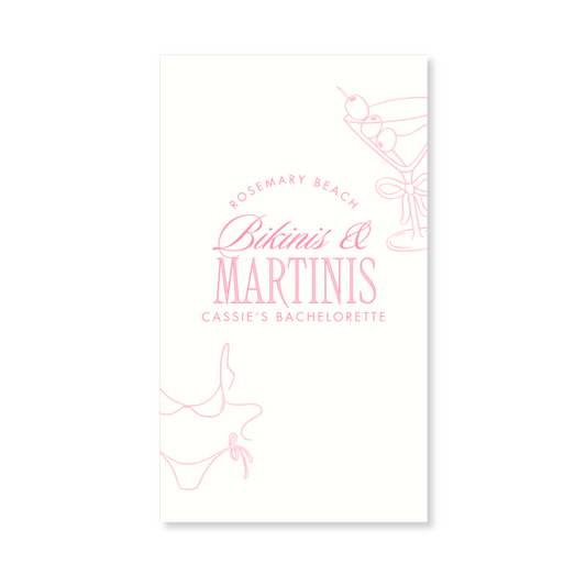 Bikinis and Martinis Bachelorette Party Gift Tag - Pink