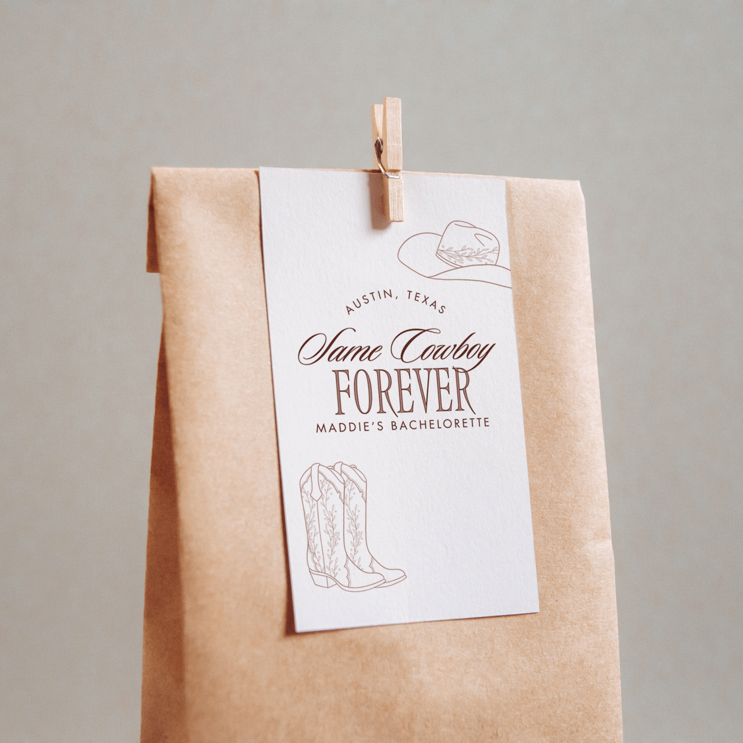 Same Cowboy Forever Bachelorette Party Gift Tag