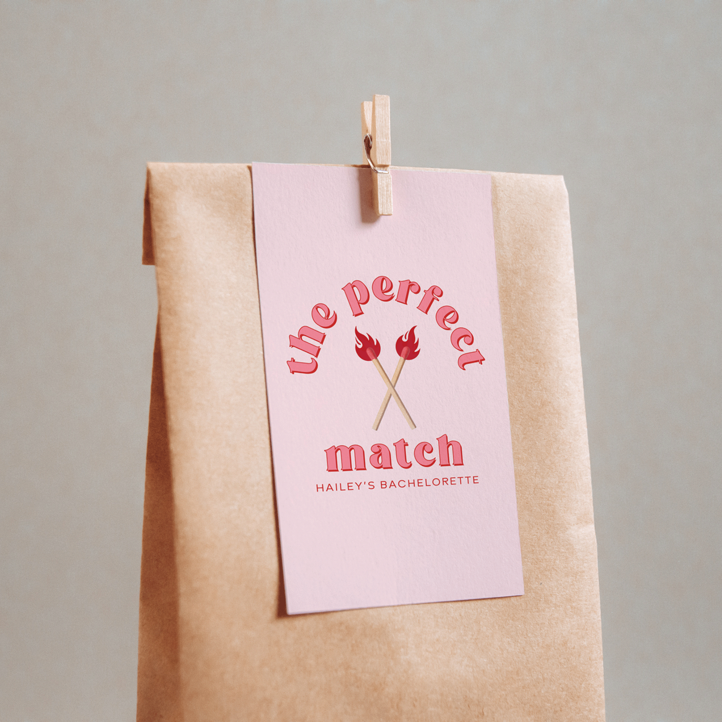 Perfect Match Bachelorette Party Gift Tag - Pink and Red