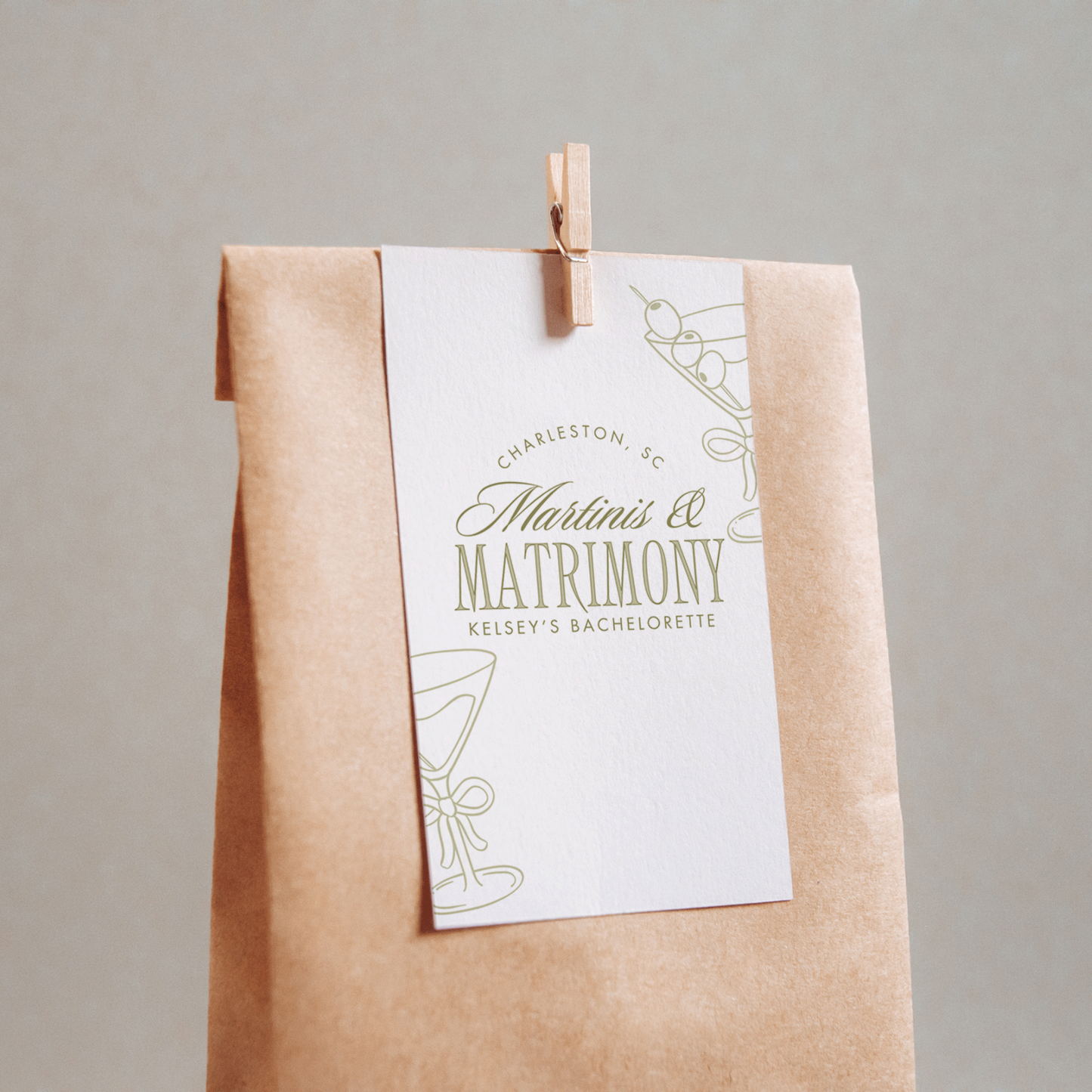 Martinis and Matrimony Bachelorette Party Gift Tag