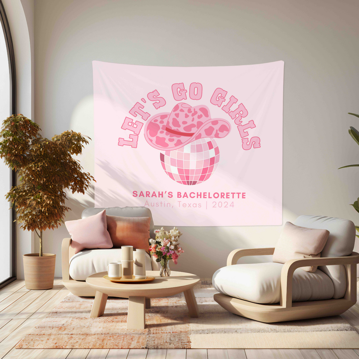 Disco Cowirl Bachelorette Party Banner - Let's Go Girls