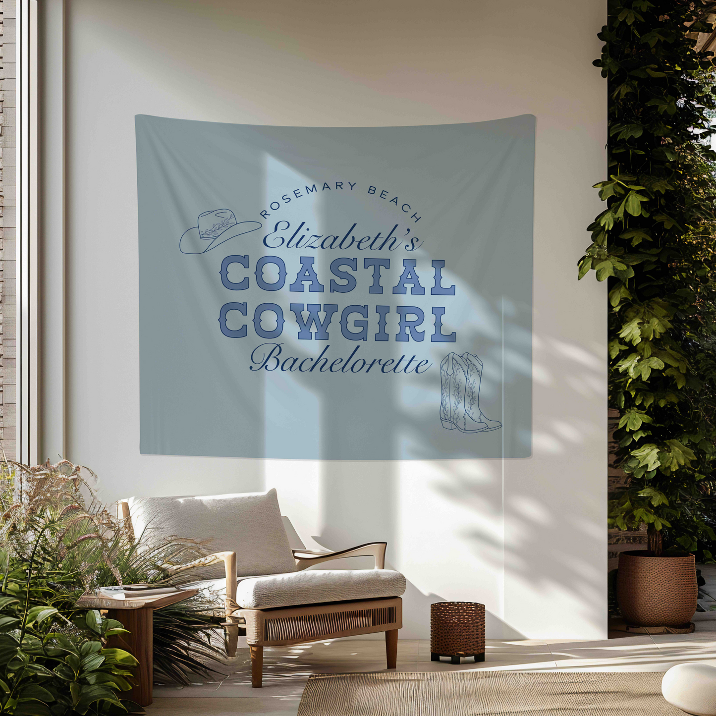 Blue Coastal Cowgirl Bachelorette Party Banner