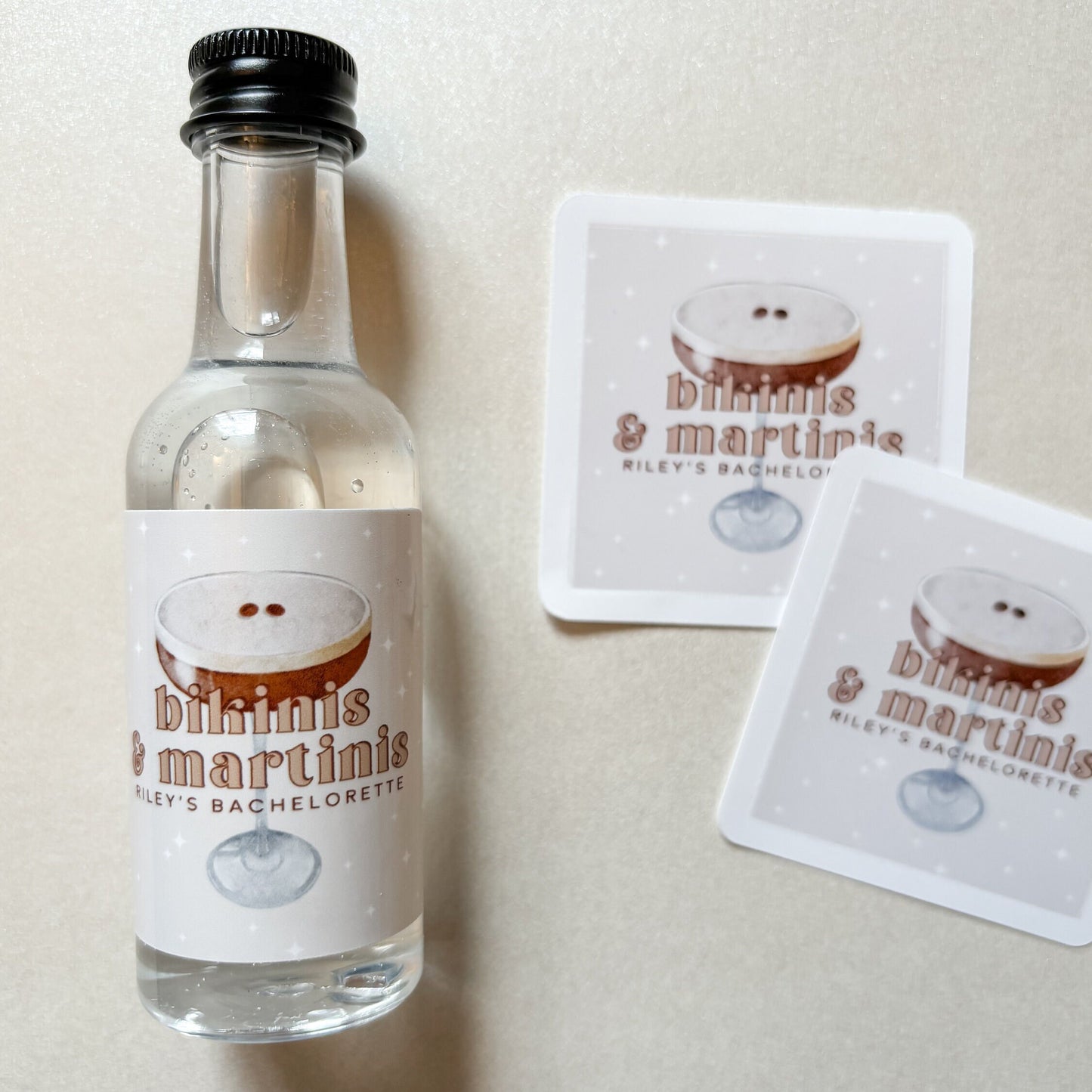 Bikinis & Martinis Bachelorette Party Mini Liquor Label - Espresso Martini
