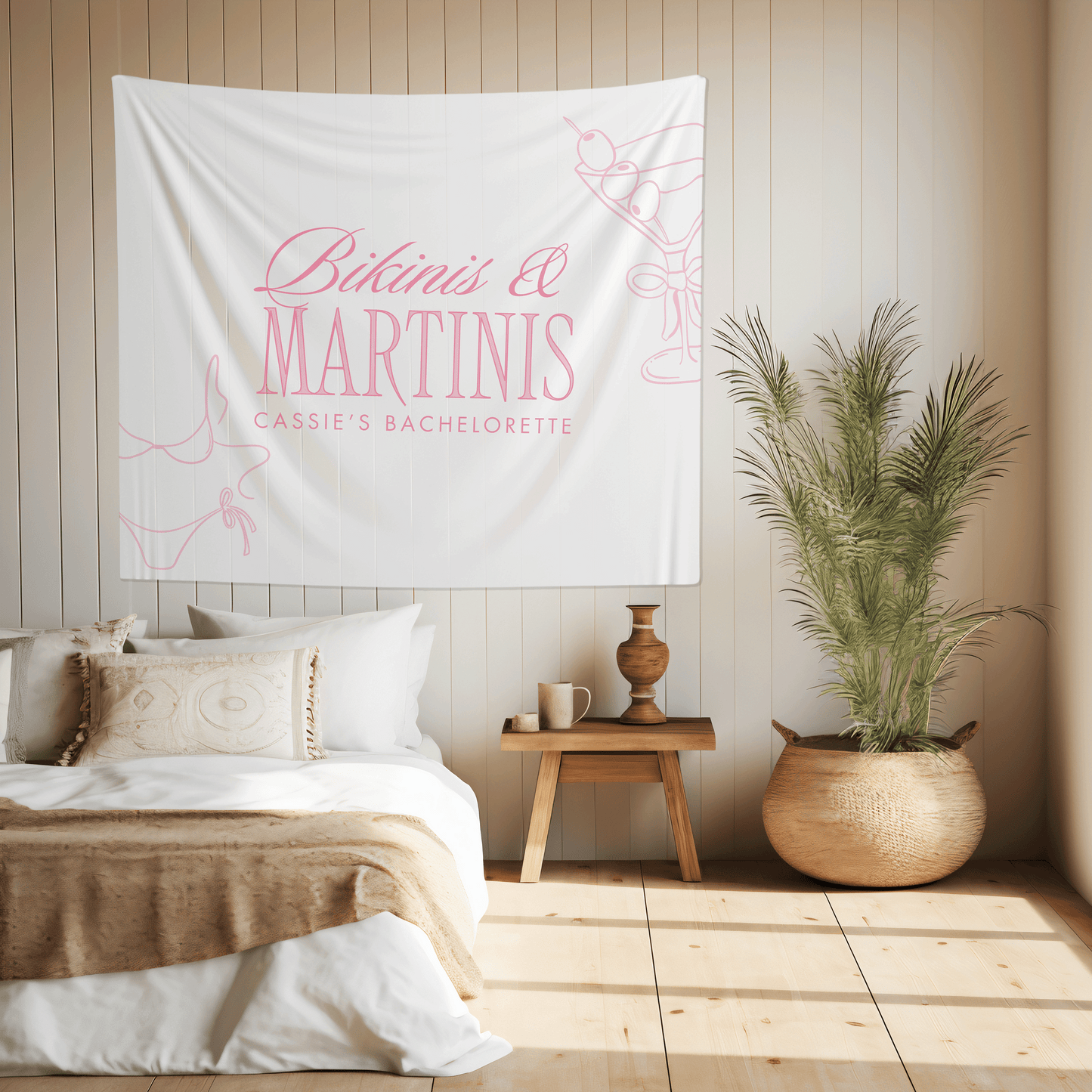 Bikinis & Martinis Bachelorette Party Banner - Pink