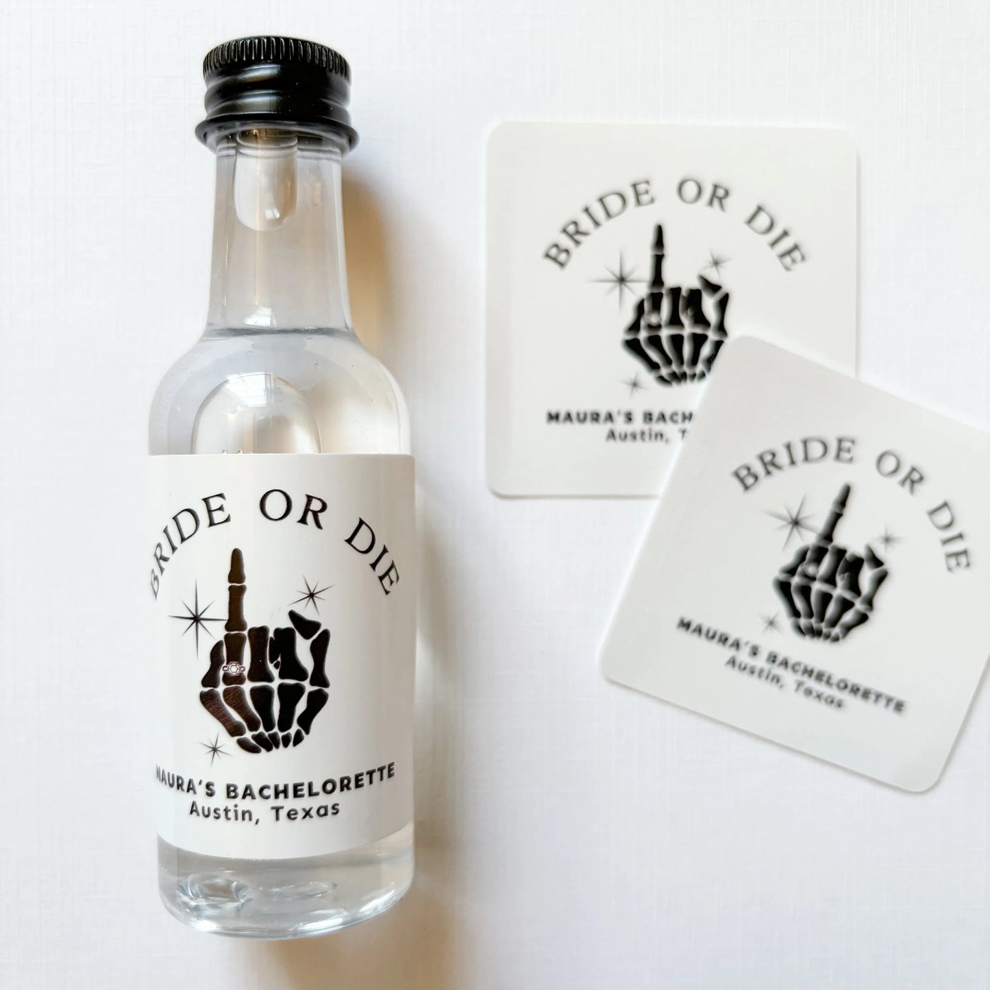 Bride or Die Bachelorette Party Mini Liquor Label - Ring Finger