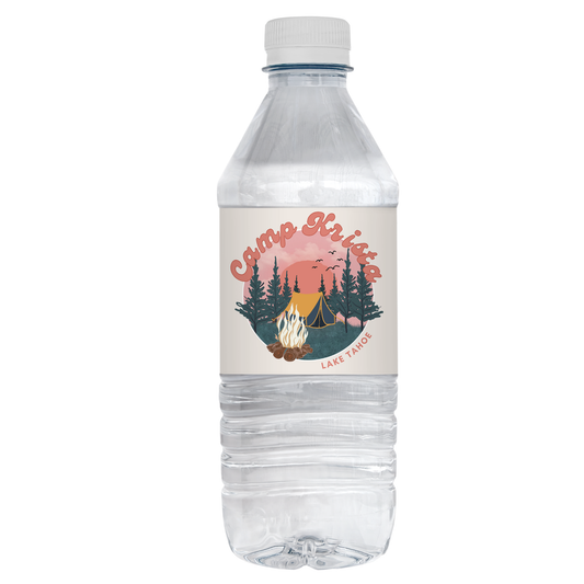 Pink Camp Bachelorette Party Water Bottle Label
