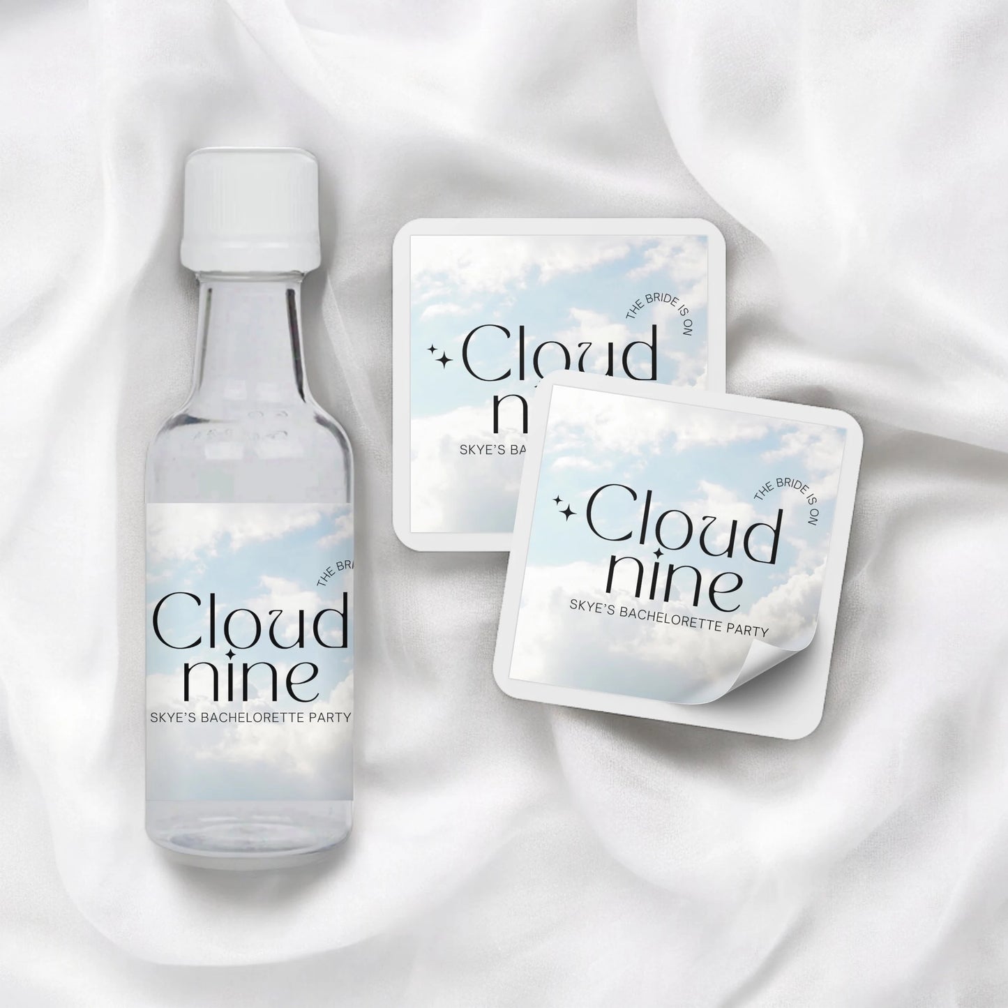 Bride On Cloud 9 Bachelorette Party Mini Liquor Label