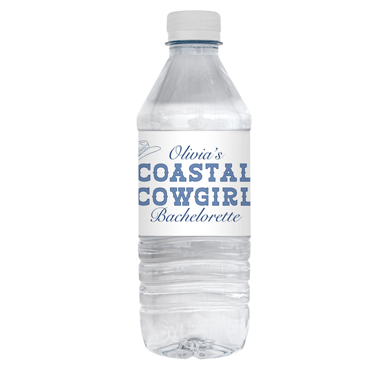 Coastal Cowgirl Bachelorette Party Water Bottle Label