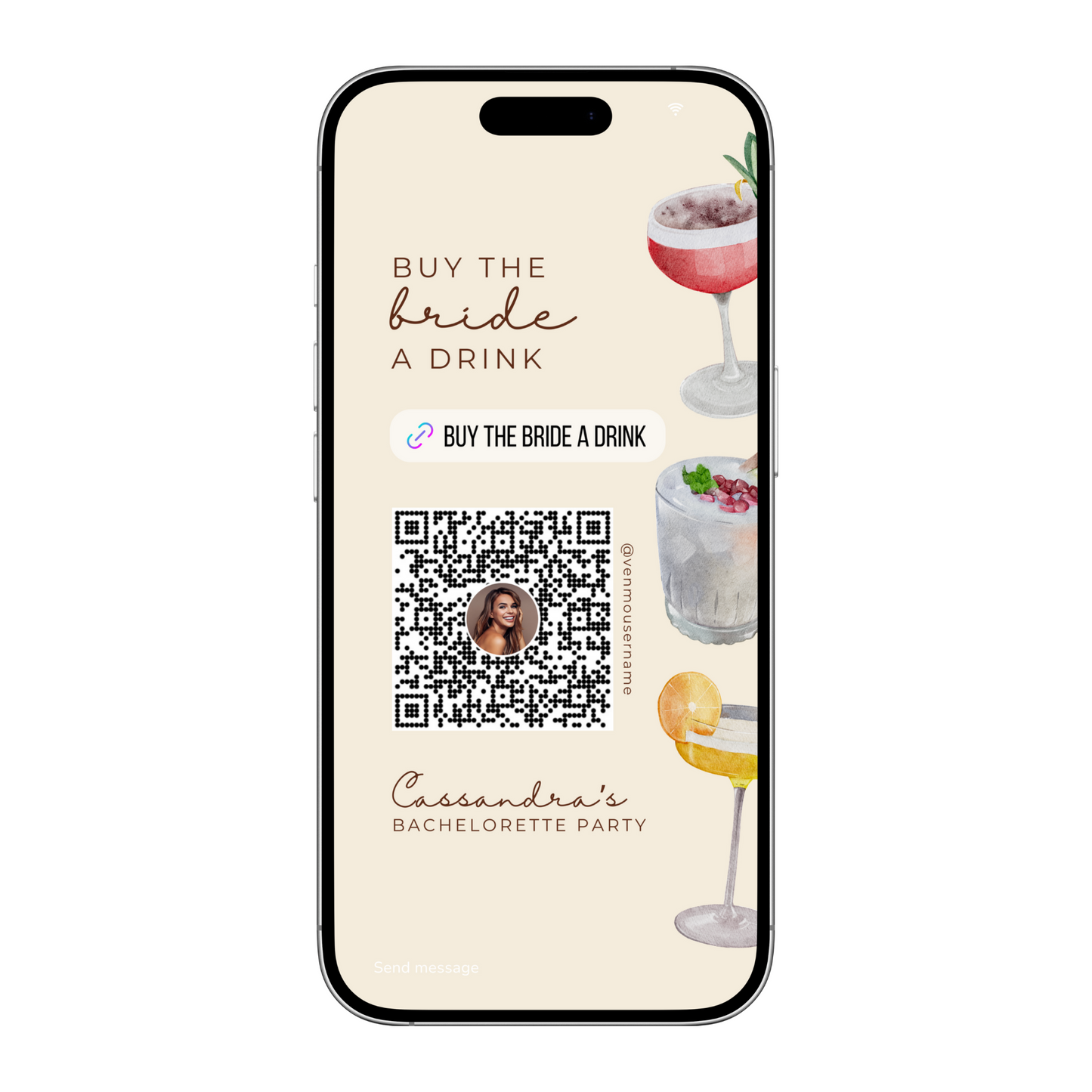 Cocktail Buy the Bride a Drink Template (Digital Download)