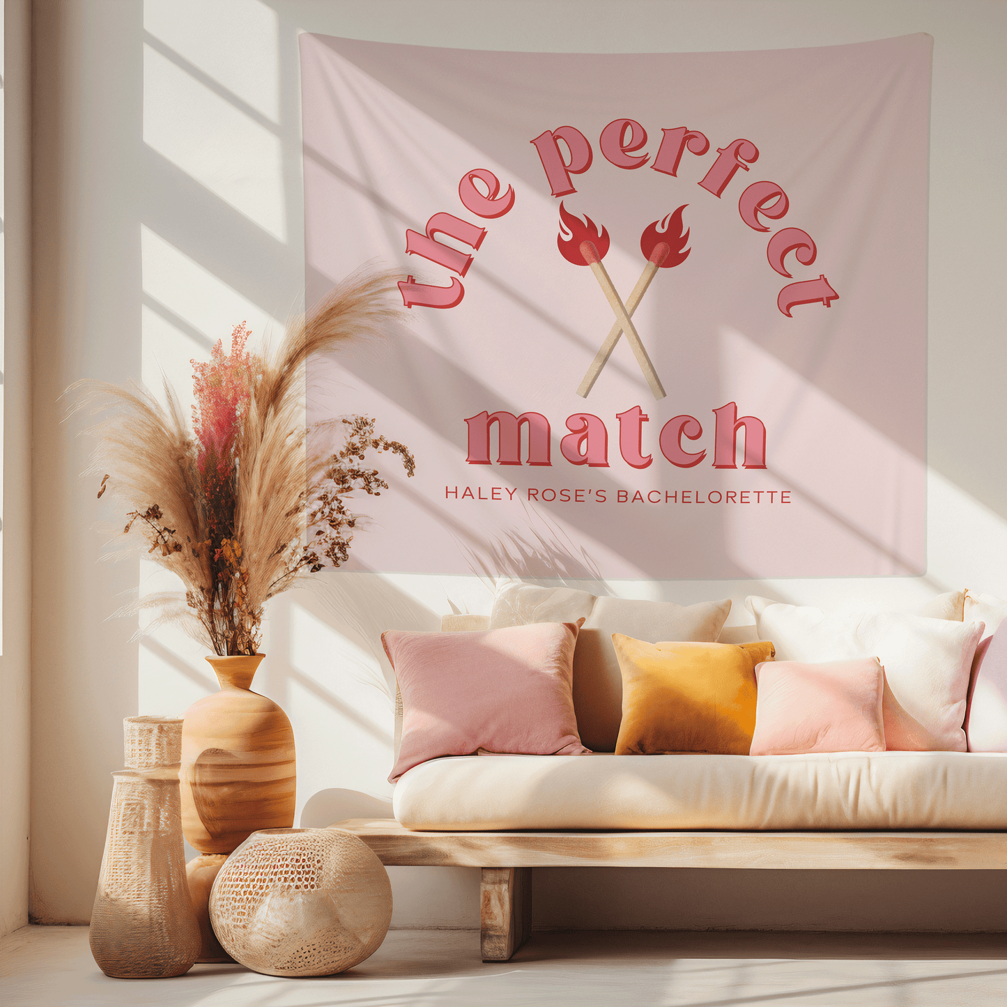 Perfect Match Bachelorette Party Banner - Pink & Red