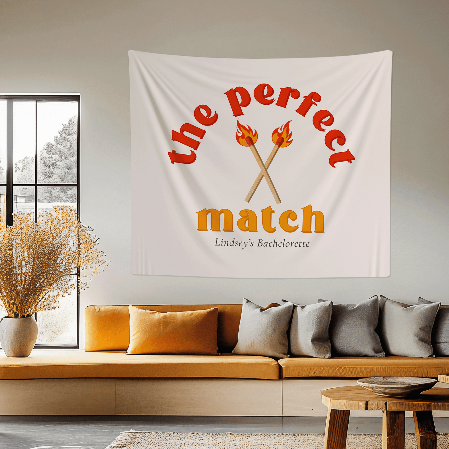 Perfect Match Bachelorette Party Banner - Red & Orange