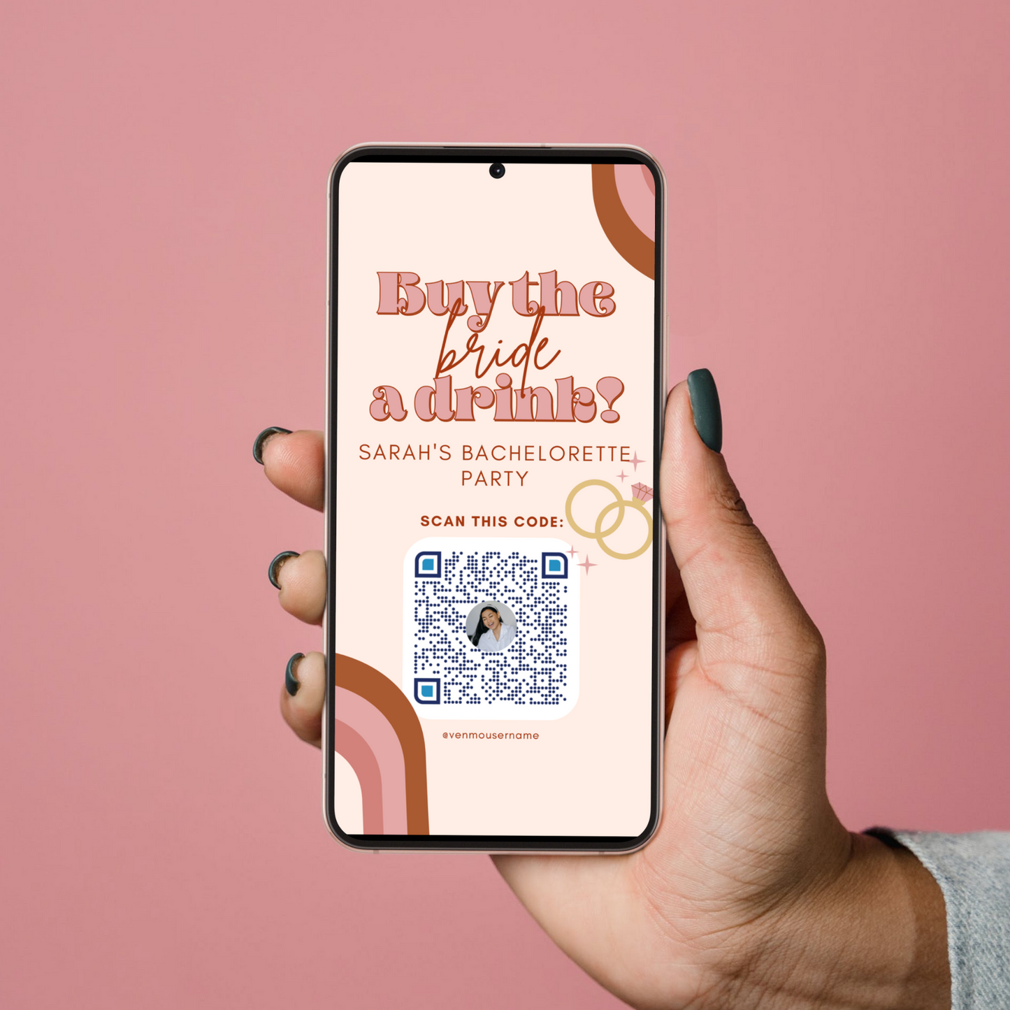 Retro Rainbow Buy the Bride a Drink Template (Digital Download)