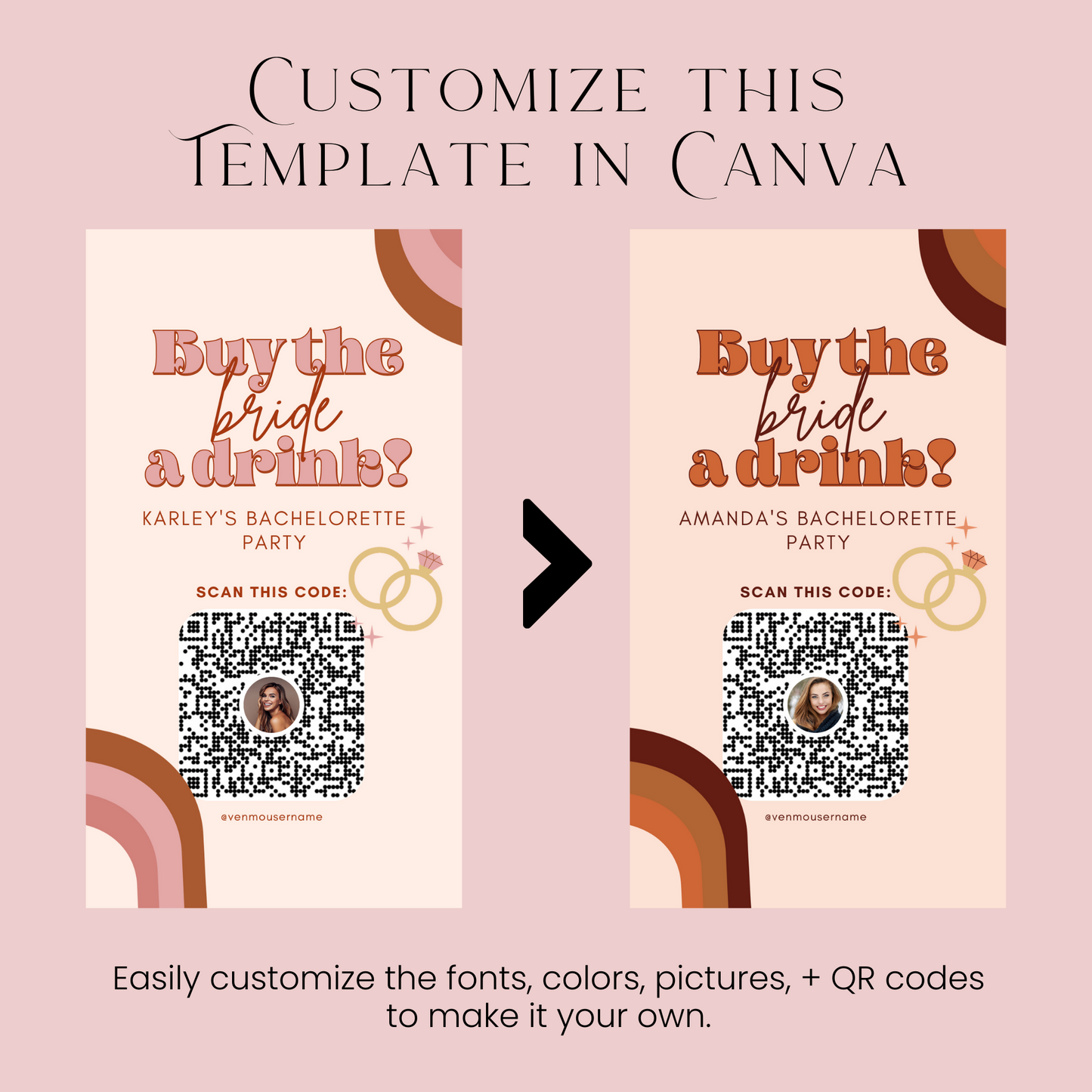 Retro Rainbow Buy the Bride a Drink Template (Digital Download)