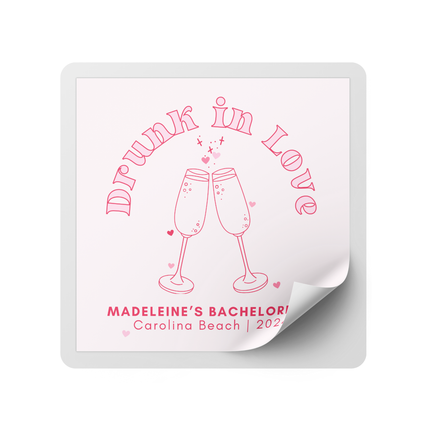 Drunk in Love Bachelorette Party Mini Liquor Label - Champagne Glasses
