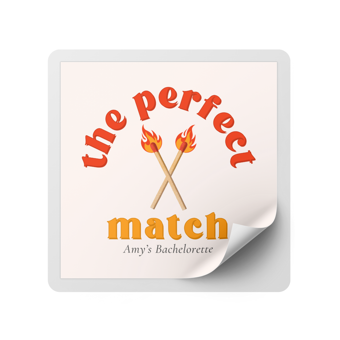 Perfect Match Bachelorette Party Mini Liquor Label - Red and Orange