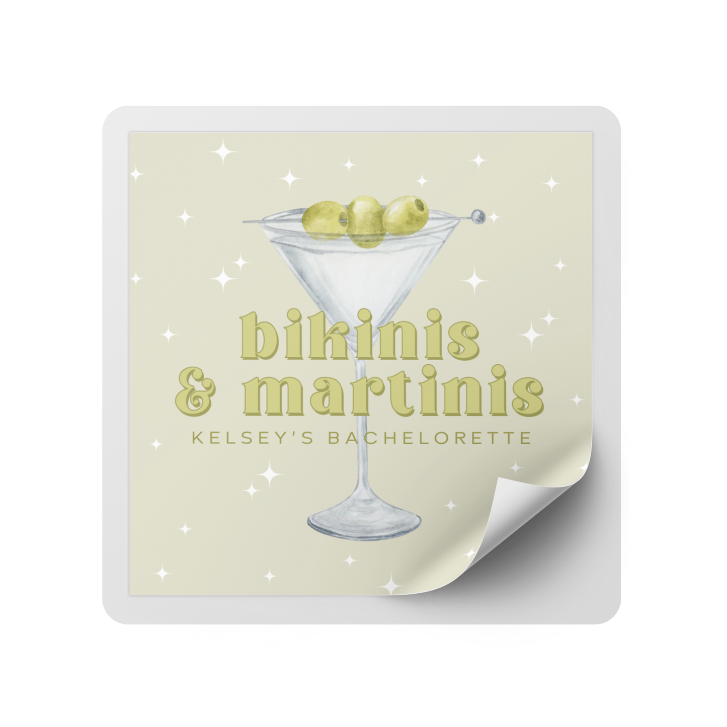 Bikinis & Martinis Bachelorette Party Mini Liquor Label - Dirty Martini