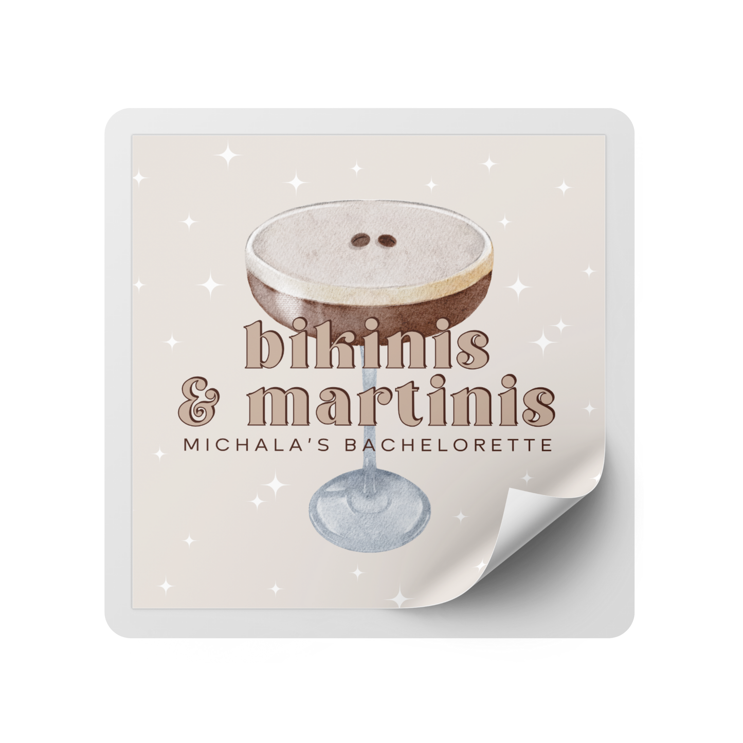 Bikinis & Martinis Bachelorette Party Mini Liquor Label - Espresso Martini