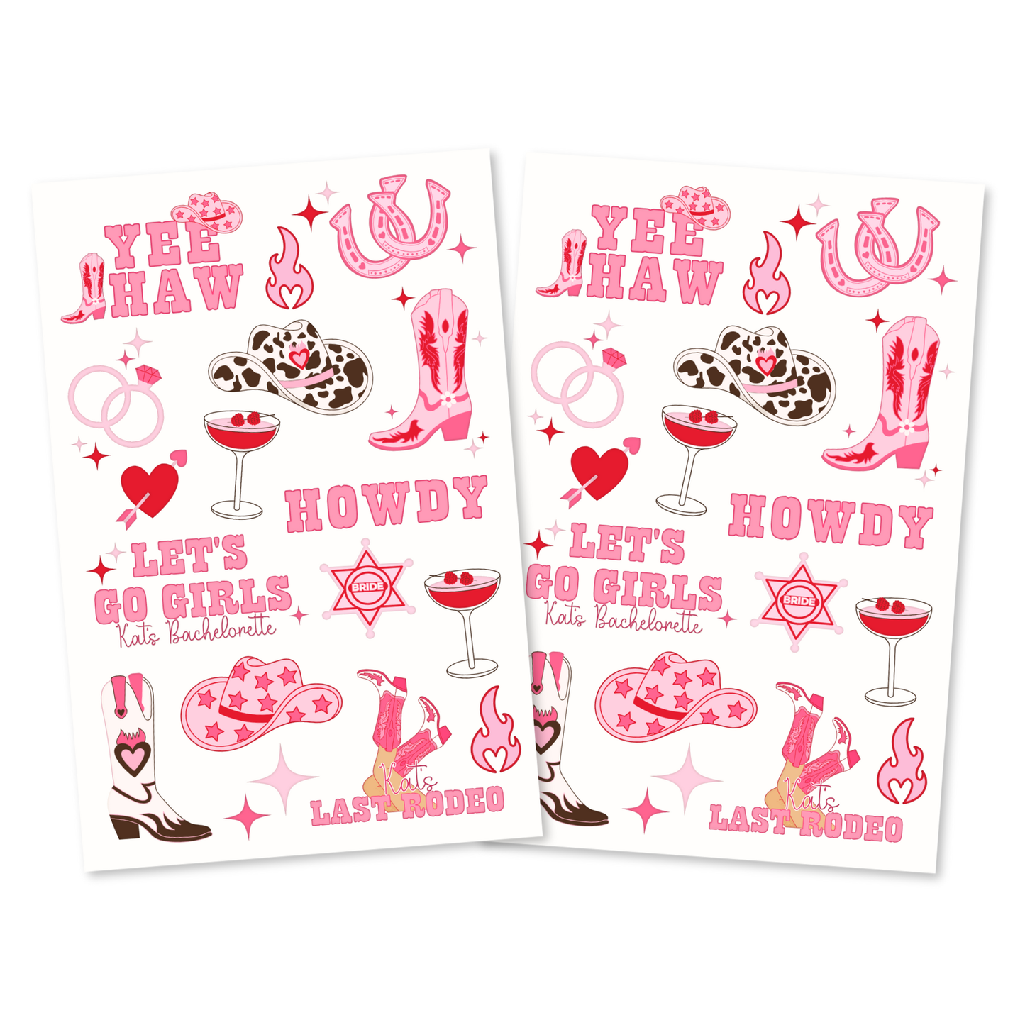 Last Rodeo Bachelorette Temporary Tattoo Sheets