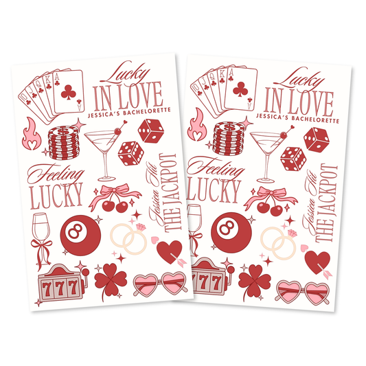 Lucky in Love Bachelorette Temporary Tattoo Sheets